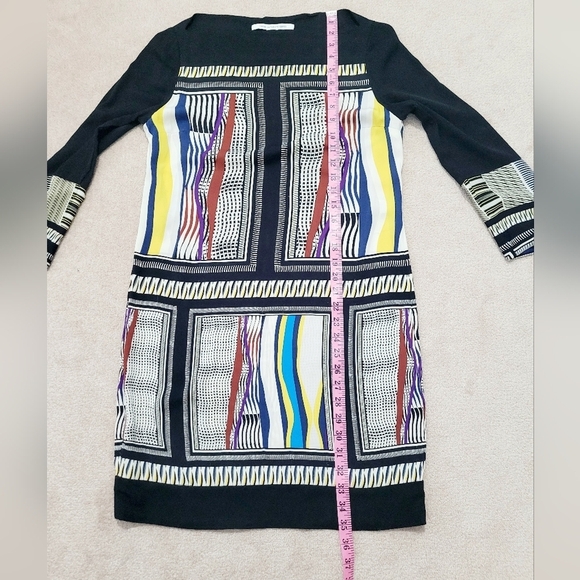 Diane von Furstenberg Silk Blend Shift Dress Women’s Size 6 Geometric Print - Picture 10 of 14